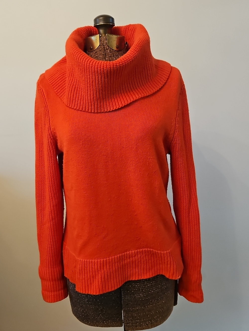 Vintage Lauren Ralph Lauren Bright Orange Cowl Turtle Neck Long Sleeve Sweater L